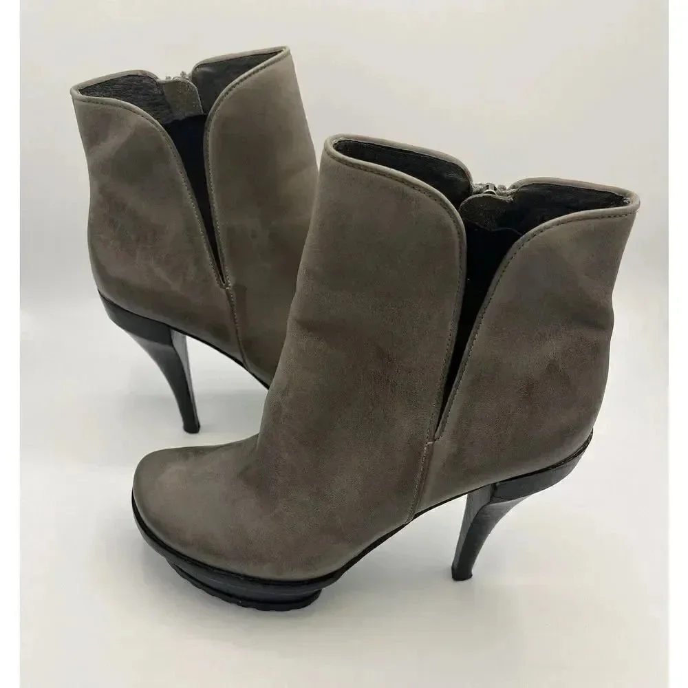 LISA for DONALD PLINER Lago US 9M Taupe Leather Platform Stiletto‎ Ankle Boots